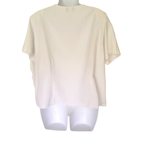 Anthony Richards Womens Blouse 16P Vintage White Lace Cutout Button Front Short - Picture 5 of 7